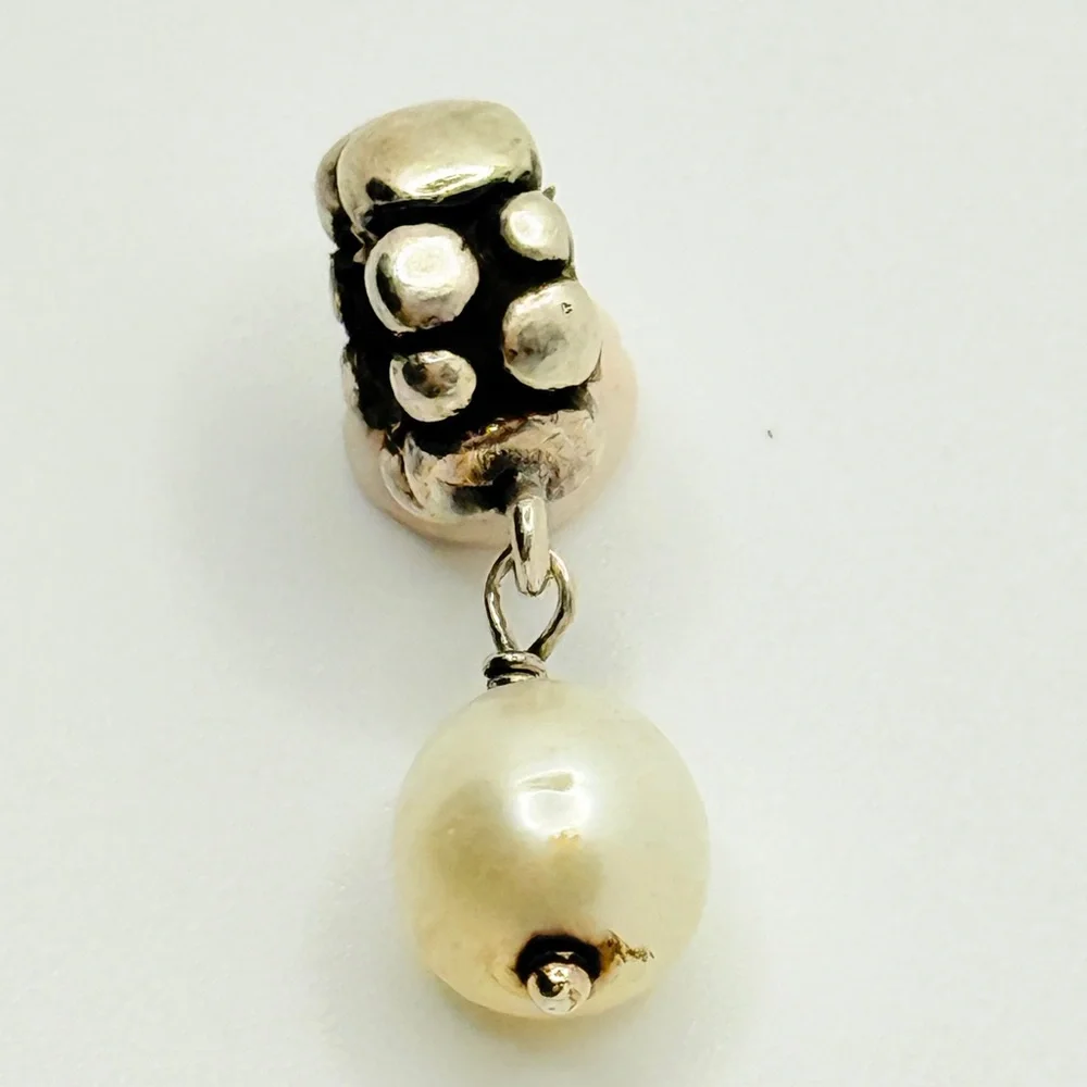 Faux Pearl Drop Dangle Bead‎ Silver-Tone Compatible with Pandora - Picture 2 of 4